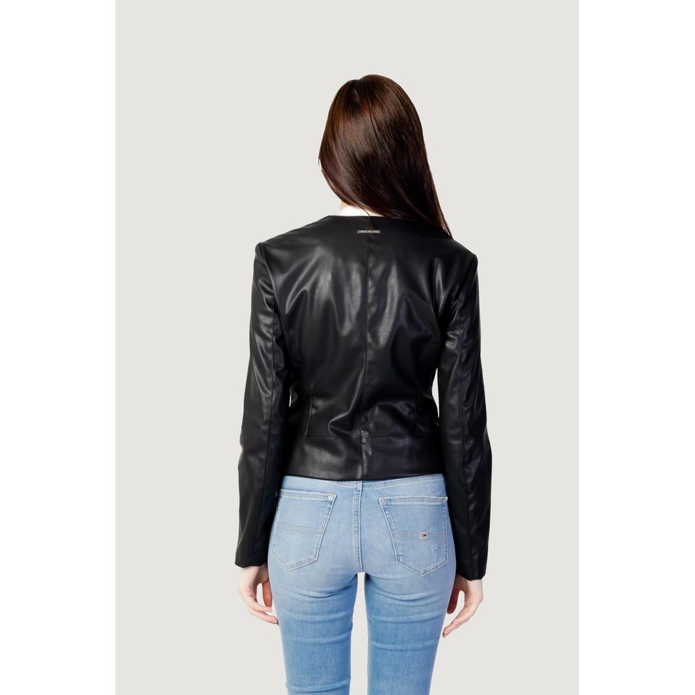 Armani Exchange Black Polyester Leather Jacket Armani Exchange
