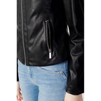 Armani Exchange Black Polyester Leather Jacket Armani Exchange