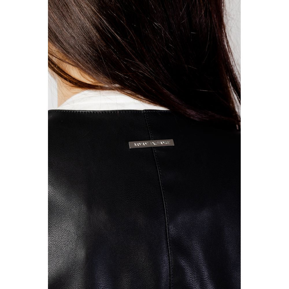 Armani Exchange Black Polyester Leather Jacket Armani Exchange