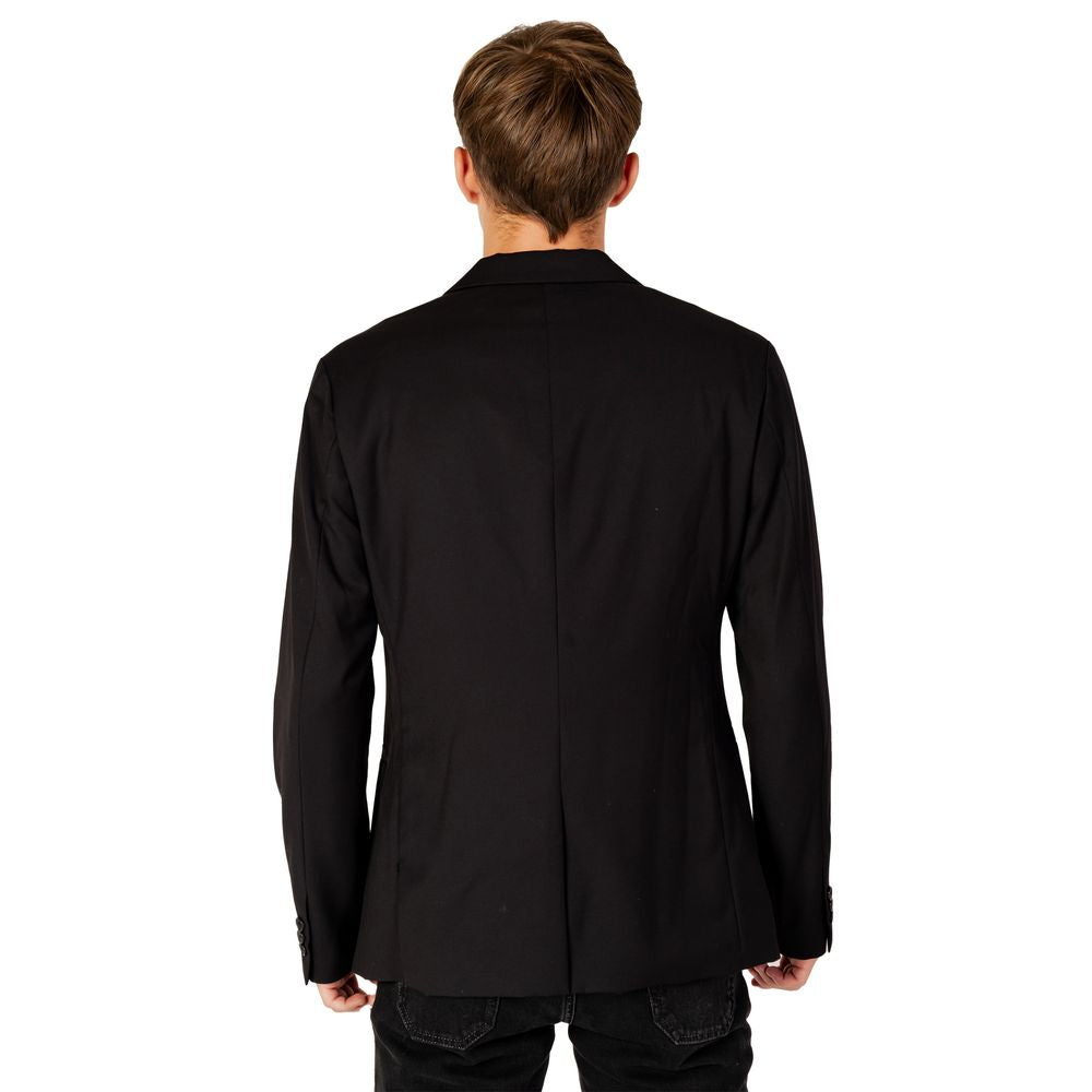 Armani Exchange Black Polyester Blazer Armani Exchange