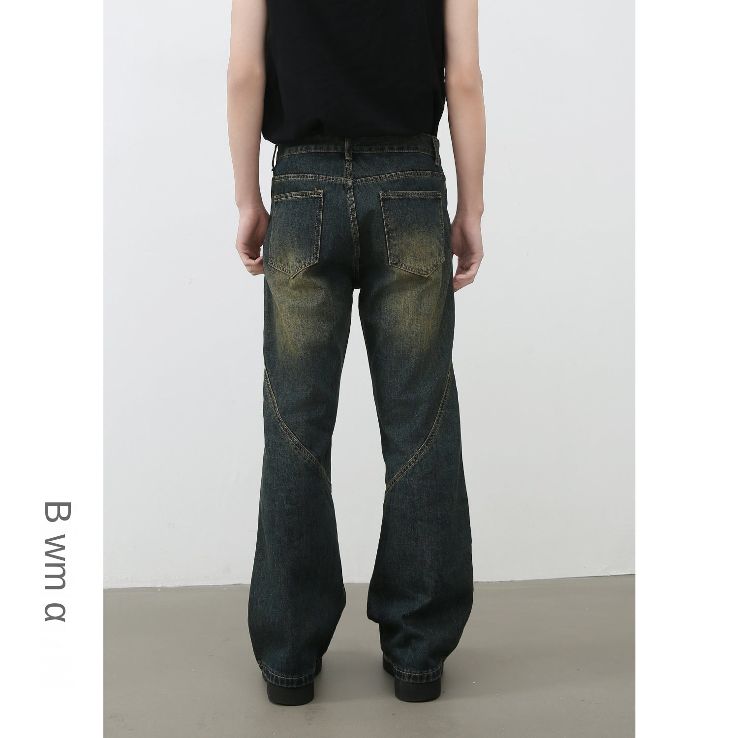 Nirben Denim | American Retro Vibe Water Washed Faded Slim Flared Jeans for Men, Slim Fit and Loose Style Trendy eprolo