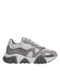 Versace Grey Leather Neoprene Chunky Low Top Squalo Sneakers Shoes Versace