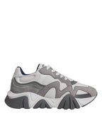 Versace Grey Leather Neoprene Chunky Low Top Squalo Sneakers Shoes Versace