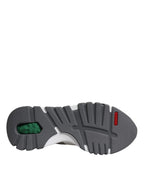 Versace Grey Leather Neoprene Chunky Low Top Squalo Sneakers Shoes Versace