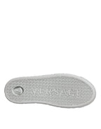 Versace White Pink Greca Print Platform Low Top Sneakers Shoes Versace