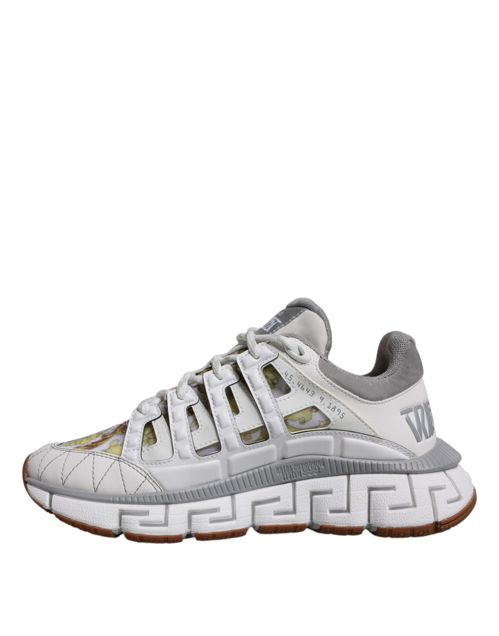 Versace White Trigreca Barocco Print Low Top Sneakers Shoes Versace