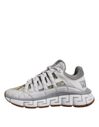Versace White Trigreca Barocco Print Low Top Sneakers Shoes Versace