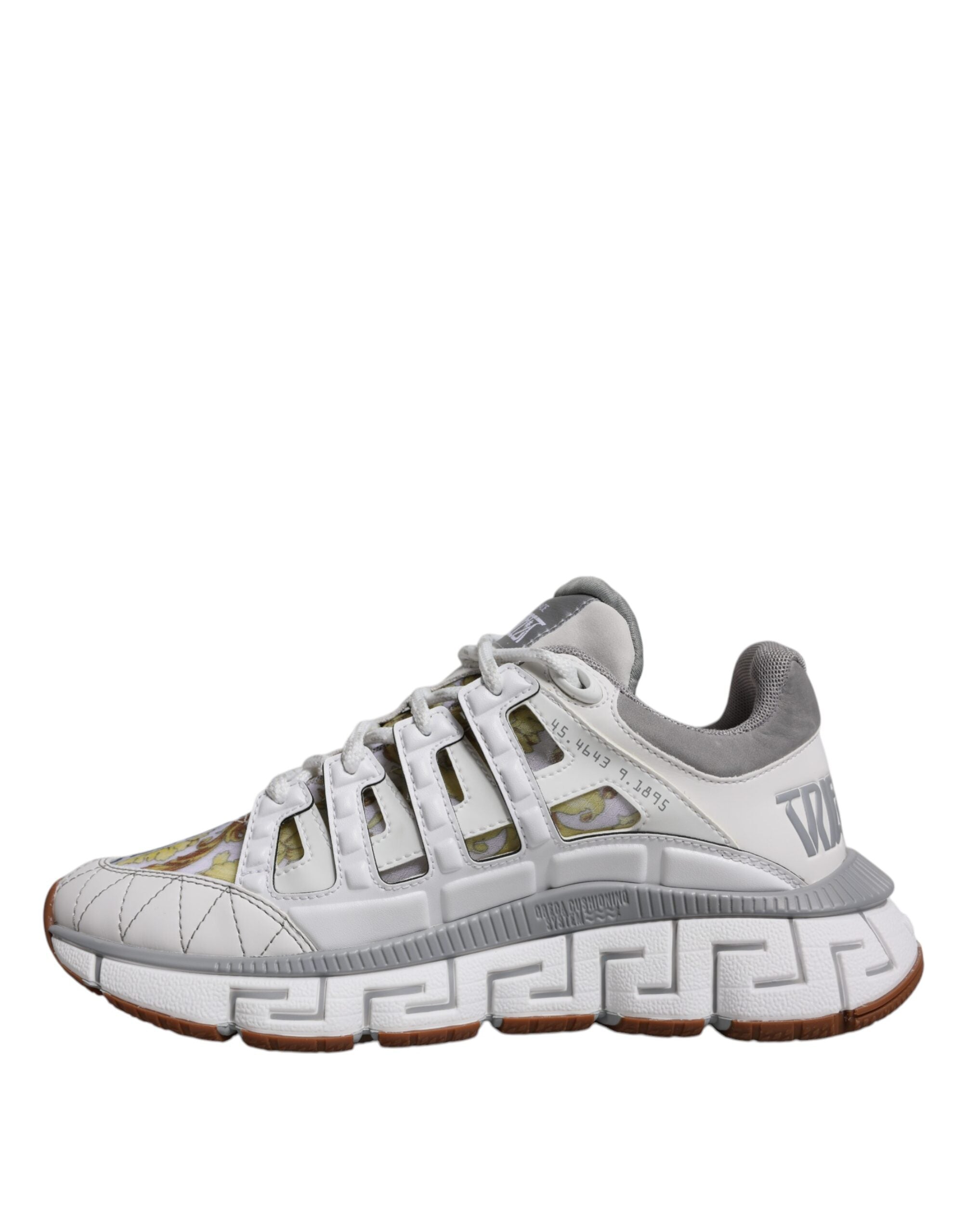 Versace White Trigreca Barocco Print Low Top Sneakers Shoes Versace