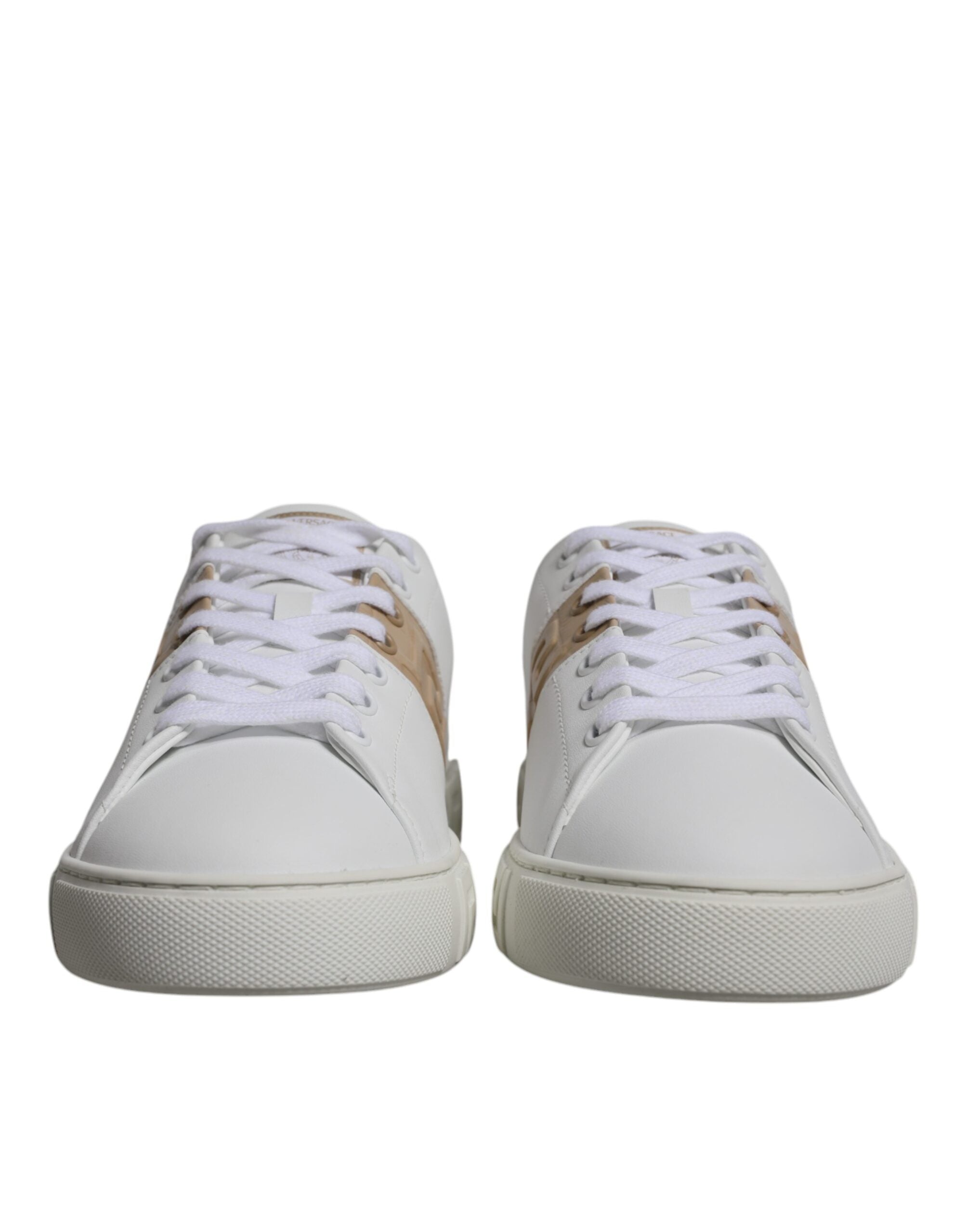 Versace White Brown Greca Print TPU Low Top Men Sneakers Shoes Versace