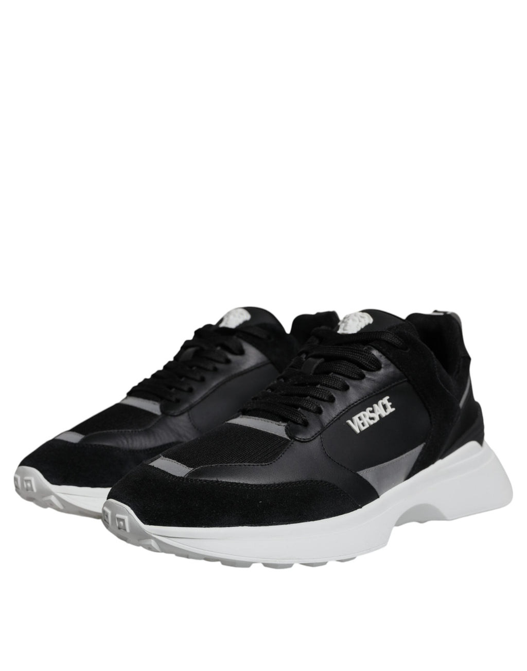 Versace Black Canvas Quad Fabric Medusa Low Top Sneaker Shoes Versace