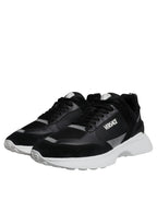 Versace Black Canvas Quad Fabric Medusa Low Top Sneaker Shoes Versace