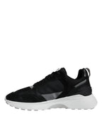 Versace Black Canvas Quad Fabric Medusa Low Top Sneaker Shoes Versace