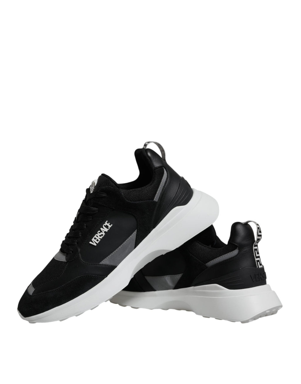 Versace Black Canvas Quad Fabric Medusa Low Top Sneaker Shoes Versace