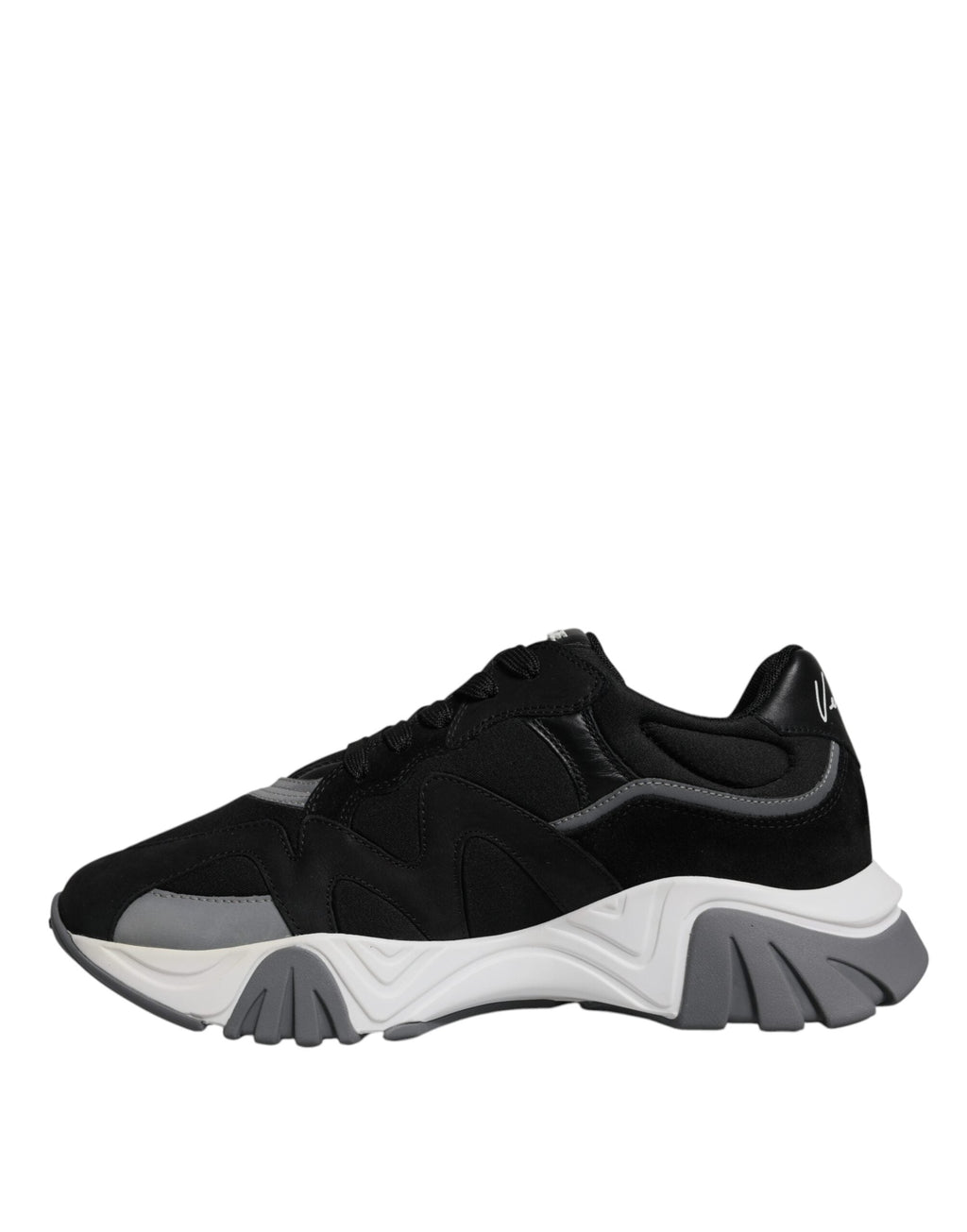 Versace Black Leather Neoprene Chunky Low Top Sneakers Squalo Shoes Versace