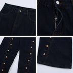 Trendy Multi-Button Design Wide-Leg Jeans for Men and Women, Loose and Comfortable Floor-Length Trousers eprolo