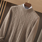 Men's Semi-high Diamond Bottoming Shirt Middle-aged Business Leisure Twisted Warm Sweater LittleYogaSocks
