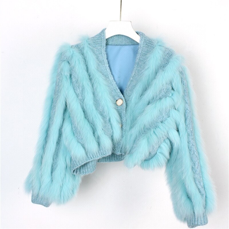 Winter New Fox Car Strip Sweater Women's Ultra-Short Cardigan Waistcoat Light Luxury eprolo
