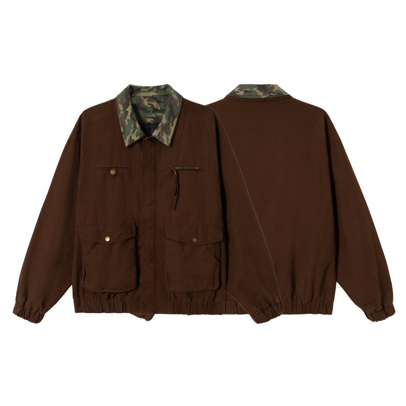 Collar Splicing Functional Loose Fit Multi-purpose Work Jacket eprolo