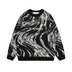 Letter embroidery loose round neck pullover knitted sweater for men eprolo