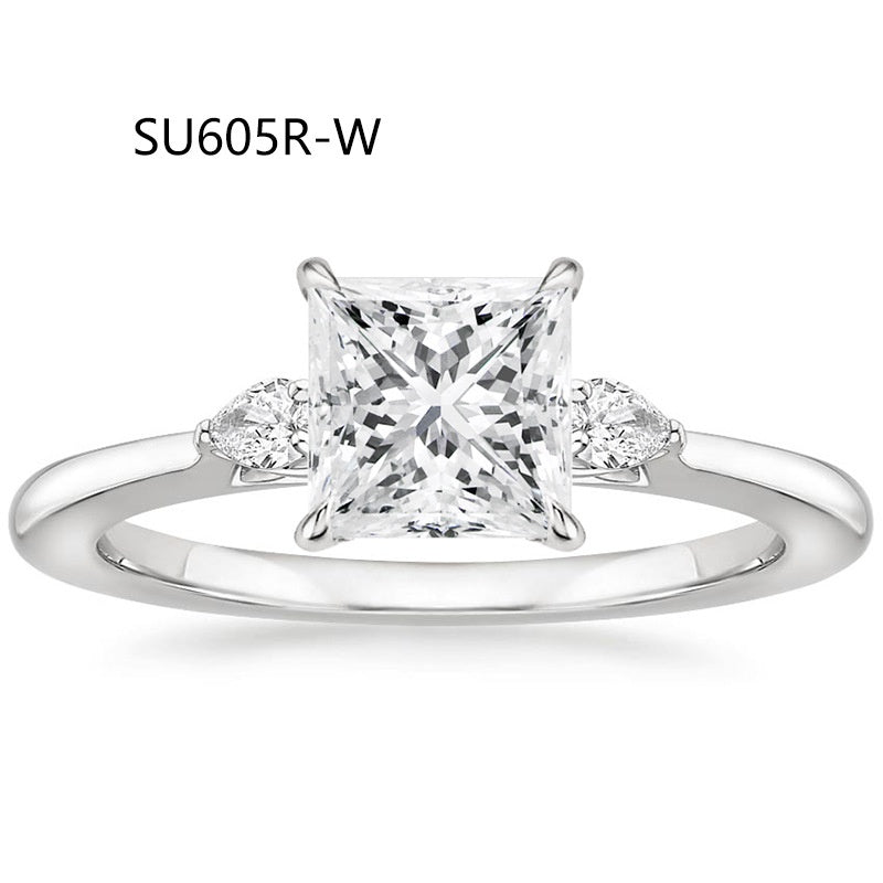 Fashion Luxury Three-Stone Diamond Ring 1 Carat Wedding Ring S925 Sterling Silver Plated 18K Gold Lab-Grown Diamond Ring for Women eprolo