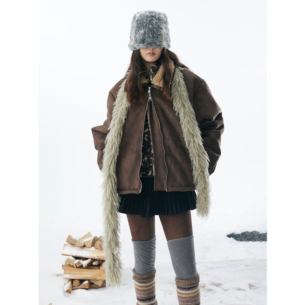 Brown lambhair coat for men eprolo
