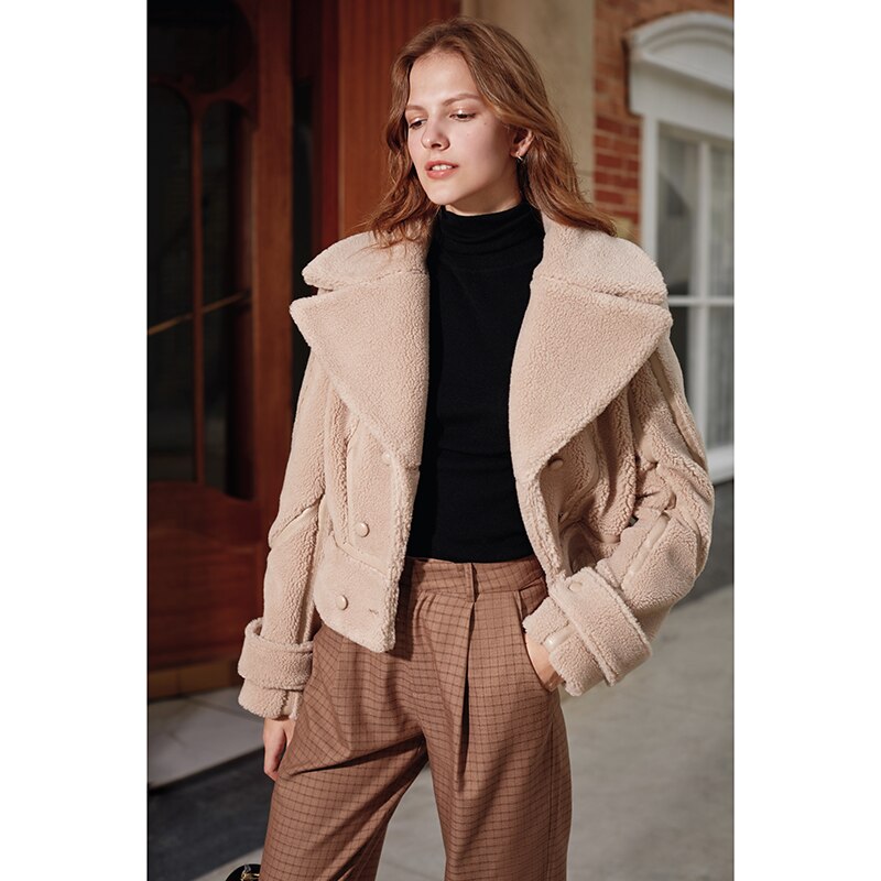 Lapel Warm Locomotive Fur One-Piece Lamb Wool Coat In Winter eprolo