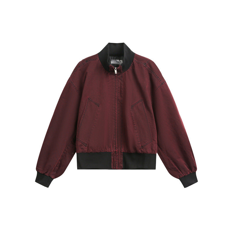 Jacket with Stand Collar and Clean Fit Short Baseball Style for Men and Women eprolo