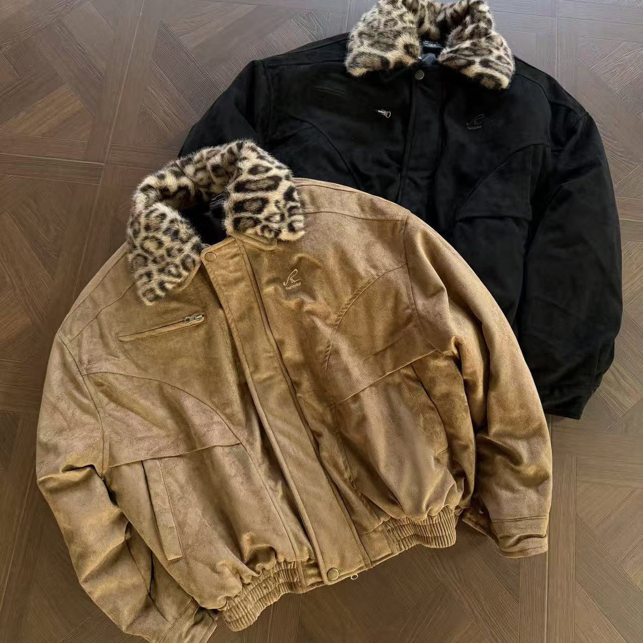 Leopard suede jacket with cotton jacket for men eprolo