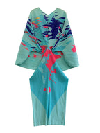 V-neck Bat Sleeve Maxi Pleated Dress Summer New Women's Elegant Retro Style Print Festival Dresses Clothing eprolo