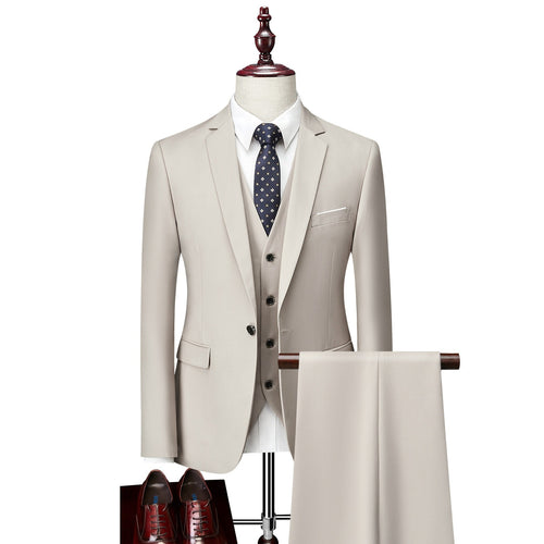 3 piece men's wedding suits fashion men's slim solid color business office suit sets large size men Blazer+ pants + vest eprolo