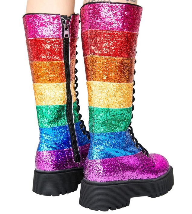 Sequins Color Matching Straps Martin Boots Trifle Platform Contrast Color LittleYogaSocks