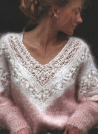 Womens Digitalprint Vneck Loose Sweater With A SoftCozy Feelperfect For Casual Wear VELORIA - Thread of Generations