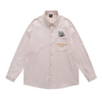 Embroidery Corduroy Long Sleeve Shirt Men Autumn eprolo