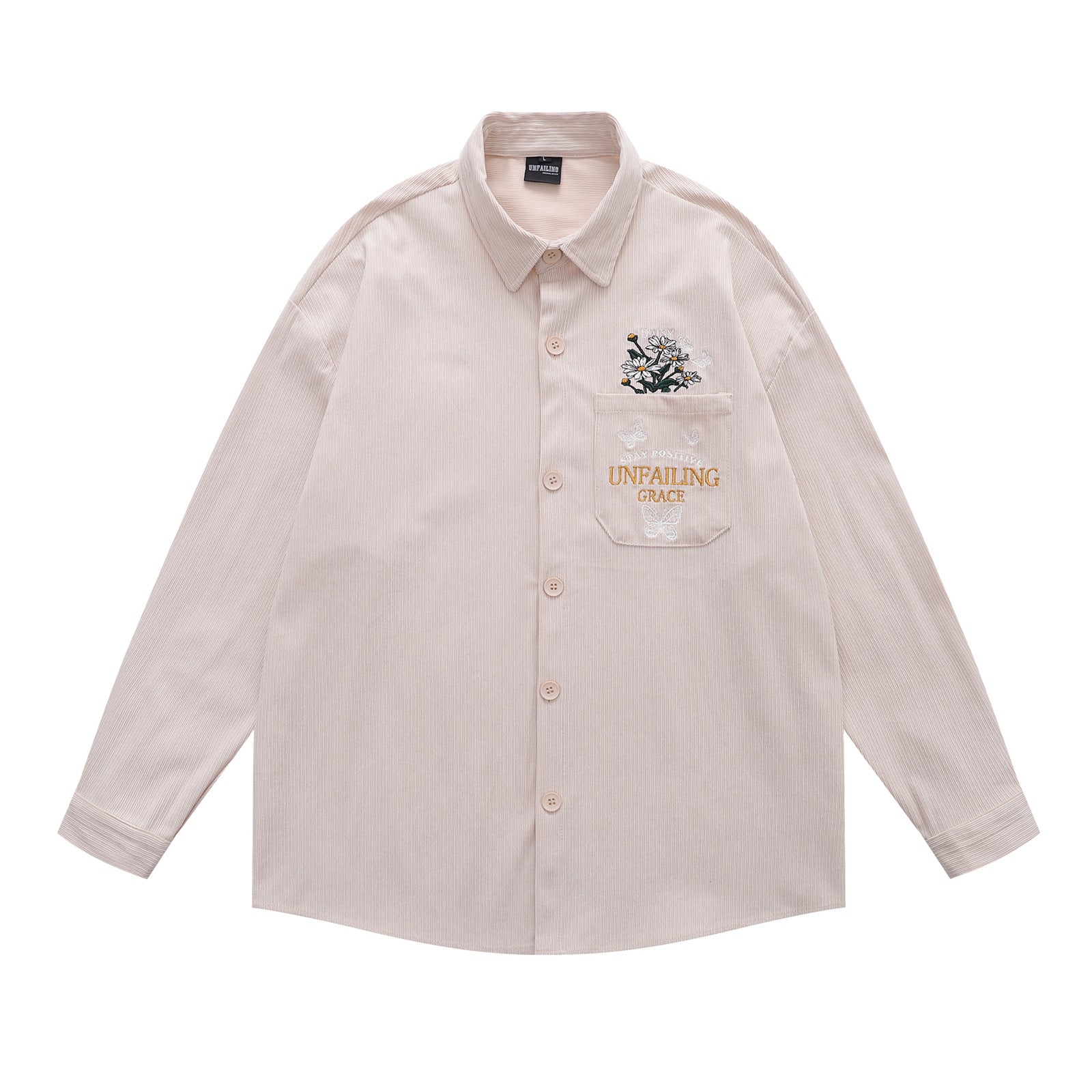 Embroidery Corduroy Long Sleeve Shirt Men Autumn eprolo