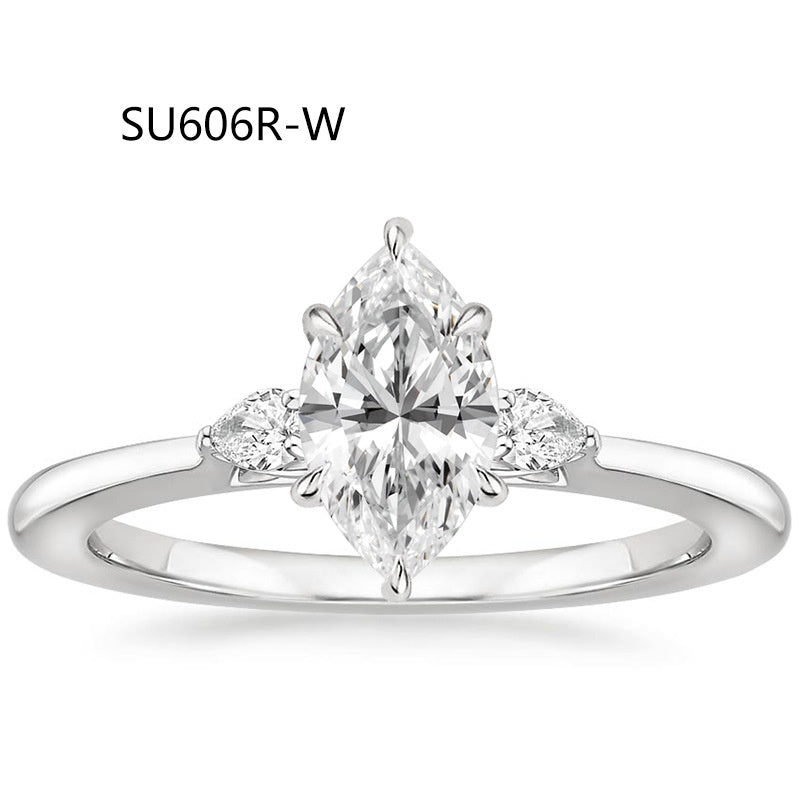 Fashion Luxury Three-Stone Diamond Ring 1 Carat Wedding Ring S925 Sterling Silver Plated 18K Gold Lab-Grown Diamond Ring for Women eprolo