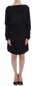 Versace Jeans Black Modal Silk Shift Knee Dress Versace Jeans