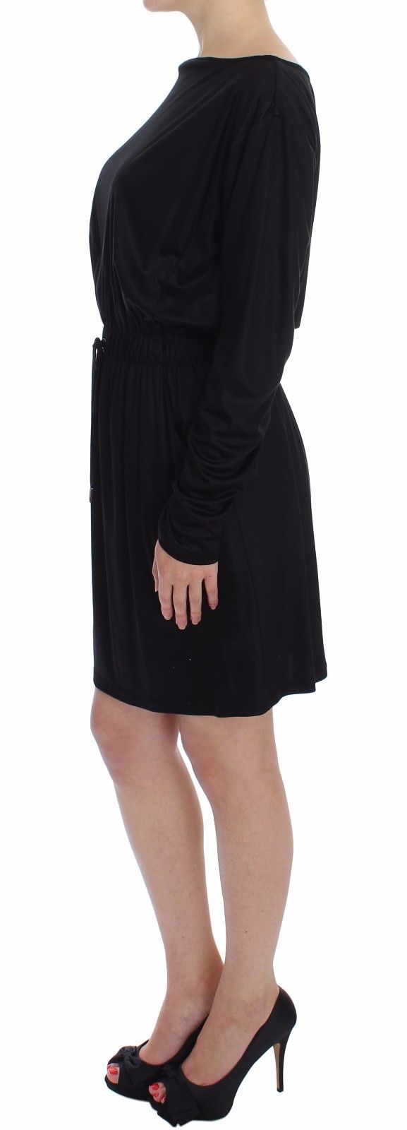Versace Jeans Black Modal Silk Shift Knee Dress Versace Jeans