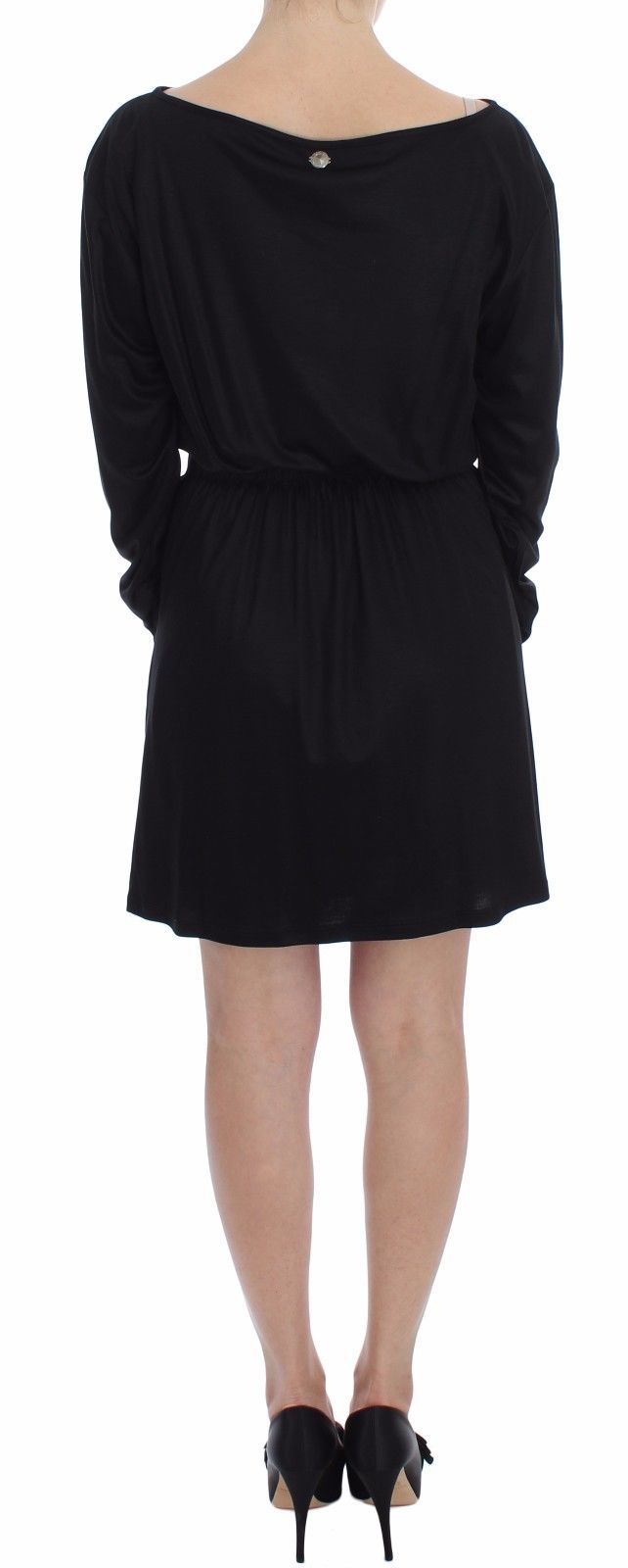 Versace Jeans Black Modal Silk Shift Knee Dress Versace Jeans