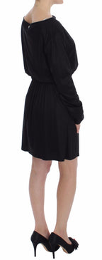 Versace Jeans Black Modal Silk Shift Knee Dress Versace Jeans