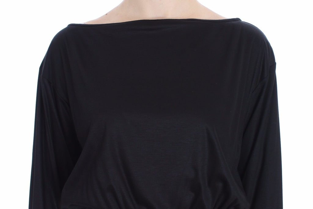 Versace Jeans Black Modal Silk Shift Knee Dress Versace Jeans