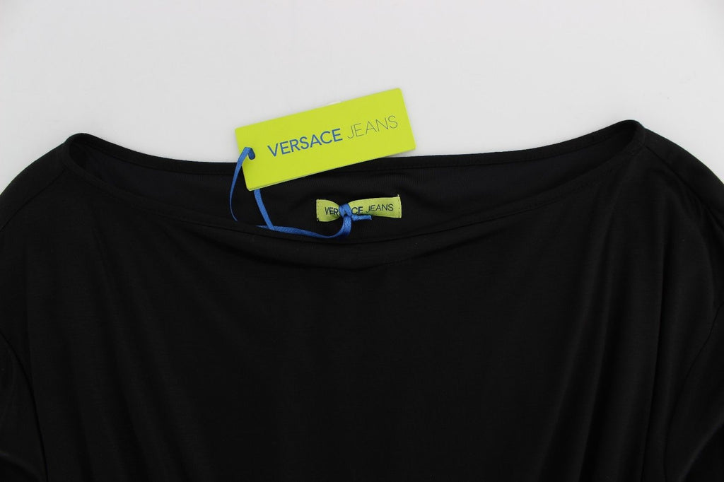 Versace Jeans Black Modal Silk Shift Knee Dress Versace Jeans