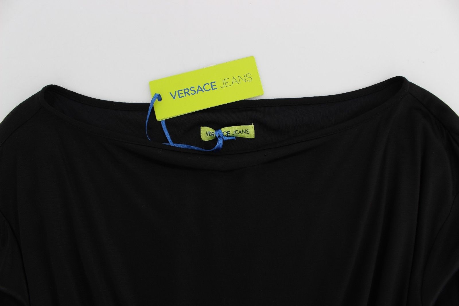Versace Jeans Black Modal Silk Shift Knee Dress Versace Jeans
