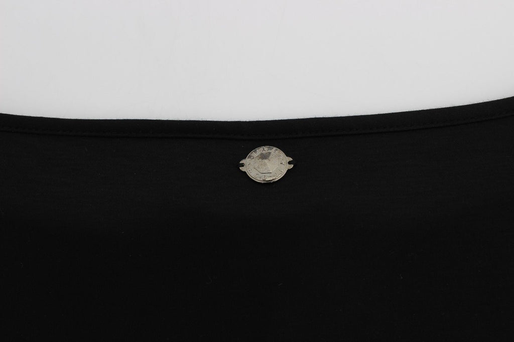 Versace Jeans Black Modal Silk Shift Knee Dress Versace Jeans
