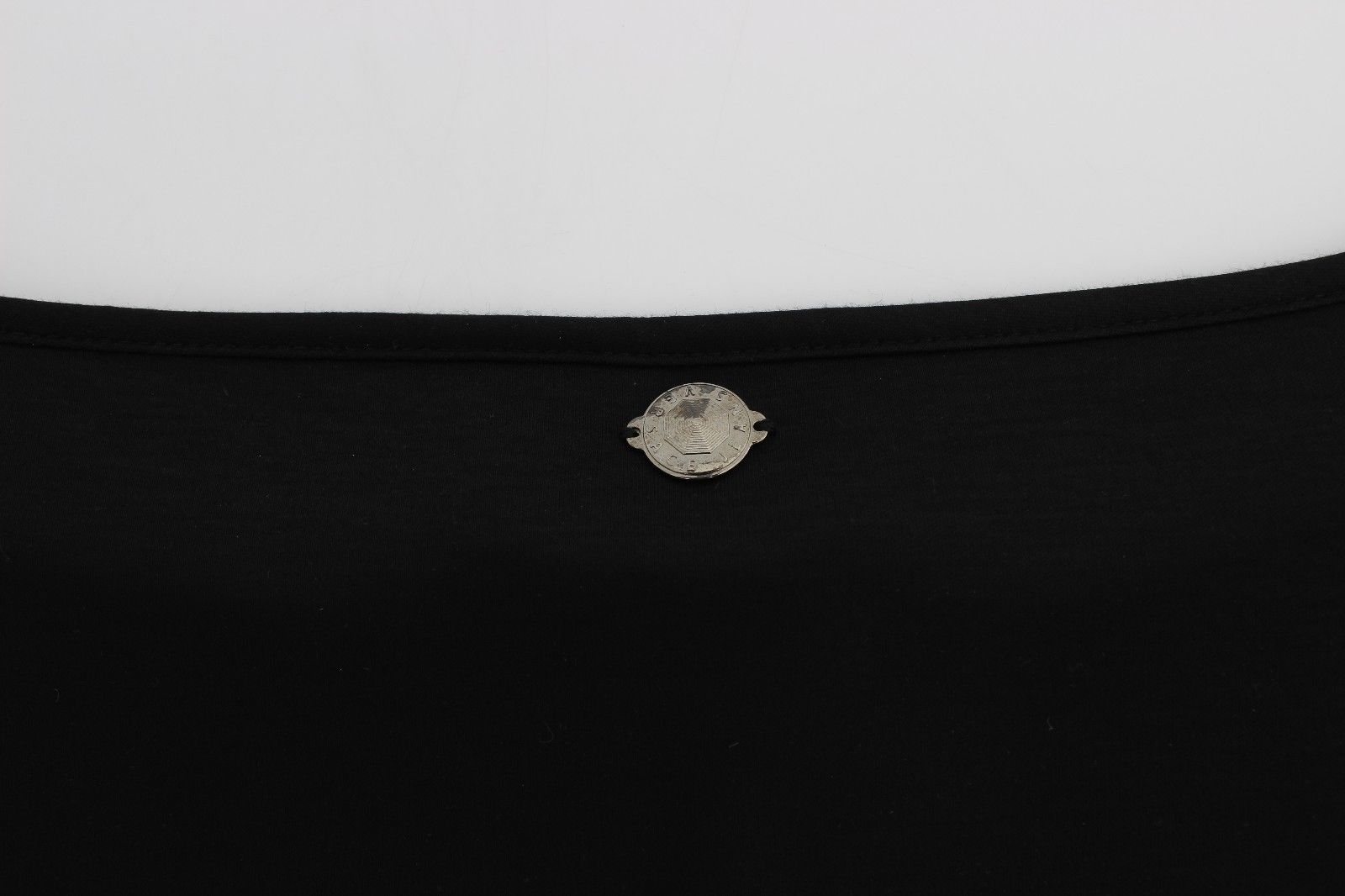 Versace Jeans Black Modal Silk Shift Knee Dress Versace Jeans