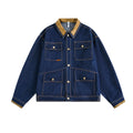 Multi pocket washed denim jacket jacket for men eprolo