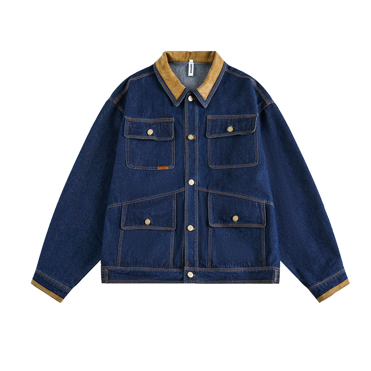 Multi pocket washed denim jacket jacket for men eprolo