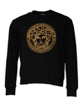 Versace Black Medusa Embroidery Crew Neck Pullover Sweater - VELORIA - Thread of Generations