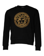 Versace Black Medusa Embroidery Crew Neck Pullover Sweater - VELORIA - Thread of Generations