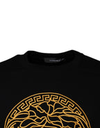 Versace Black Medusa Embroidery Crew Neck Pullover Sweater - VELORIA - Thread of Generations