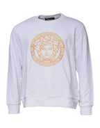 Versace White Medusa Embroidery Crew Neck Pullover Sweater Versace